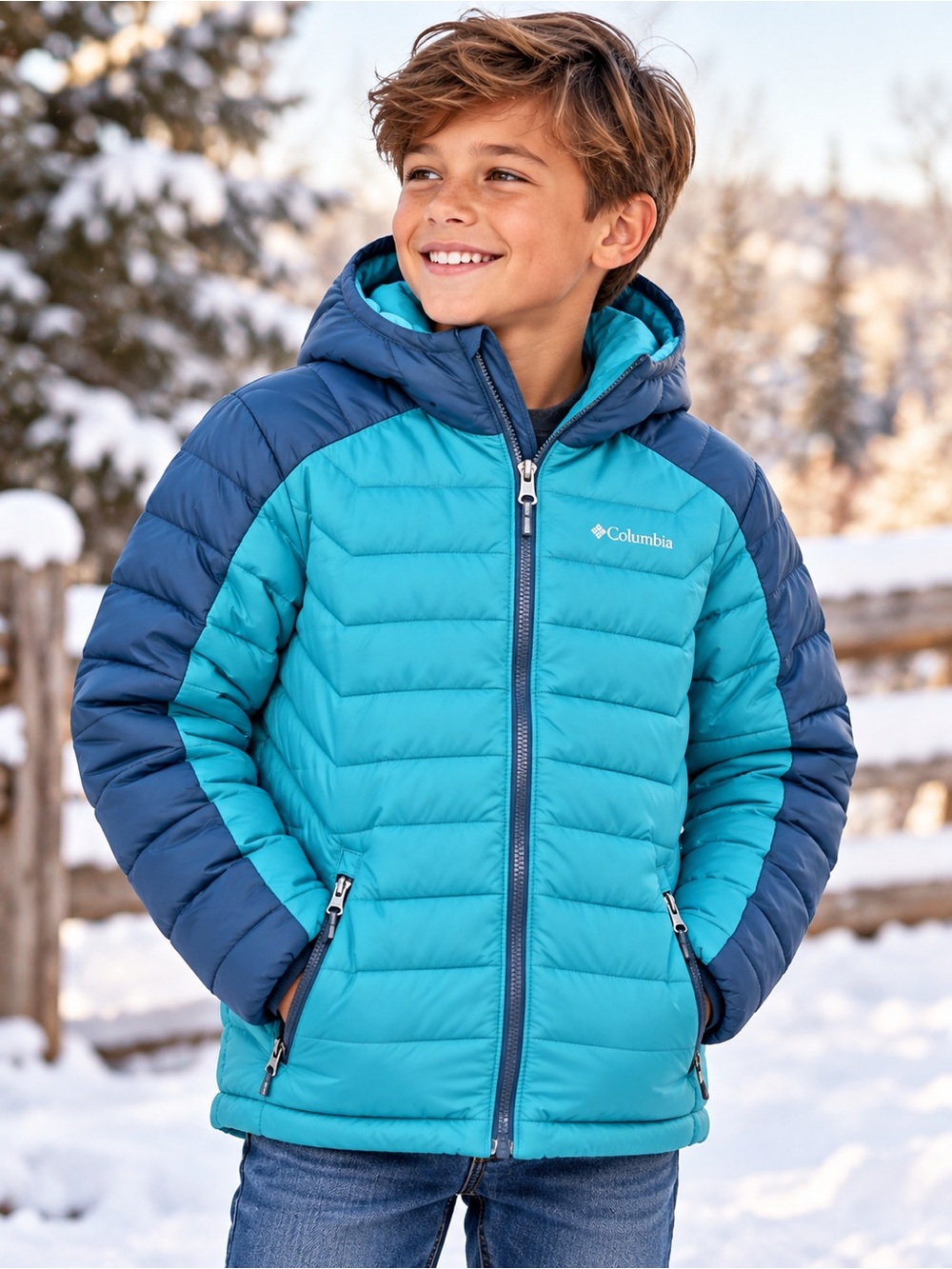 Columbia Boys 10/12 Blue Hooded
Puffer Winter Jacket